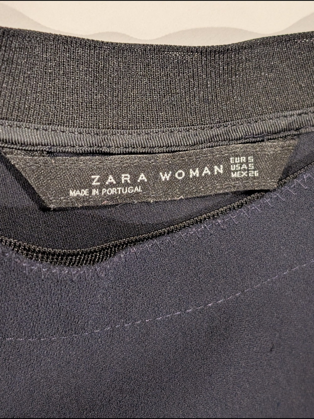 Zara Navy Blue Short Sleeve Crewneck Top - Size S - Picture 7 of 7